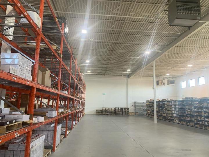 Techniweld Corporation warehouse in Edmonton with new LED lighting installed by Lazo Electric
